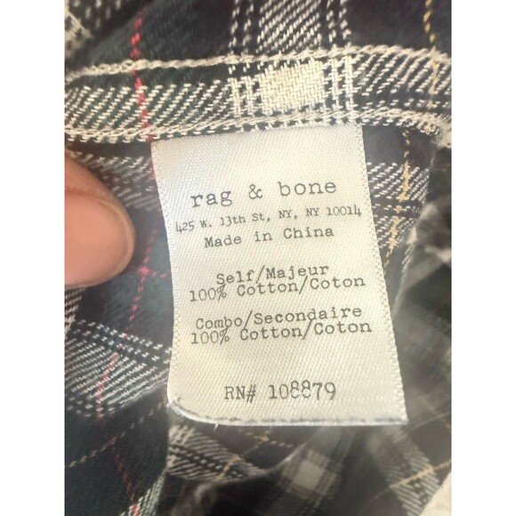 rag & bone Black and White Plaid Casual Button Down Shirt - Picture 7 of 9